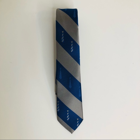 Urban Outfitters Other - Urban Outfitters BDG Tie Print Skinny Tie in Gray and Blue Stripe